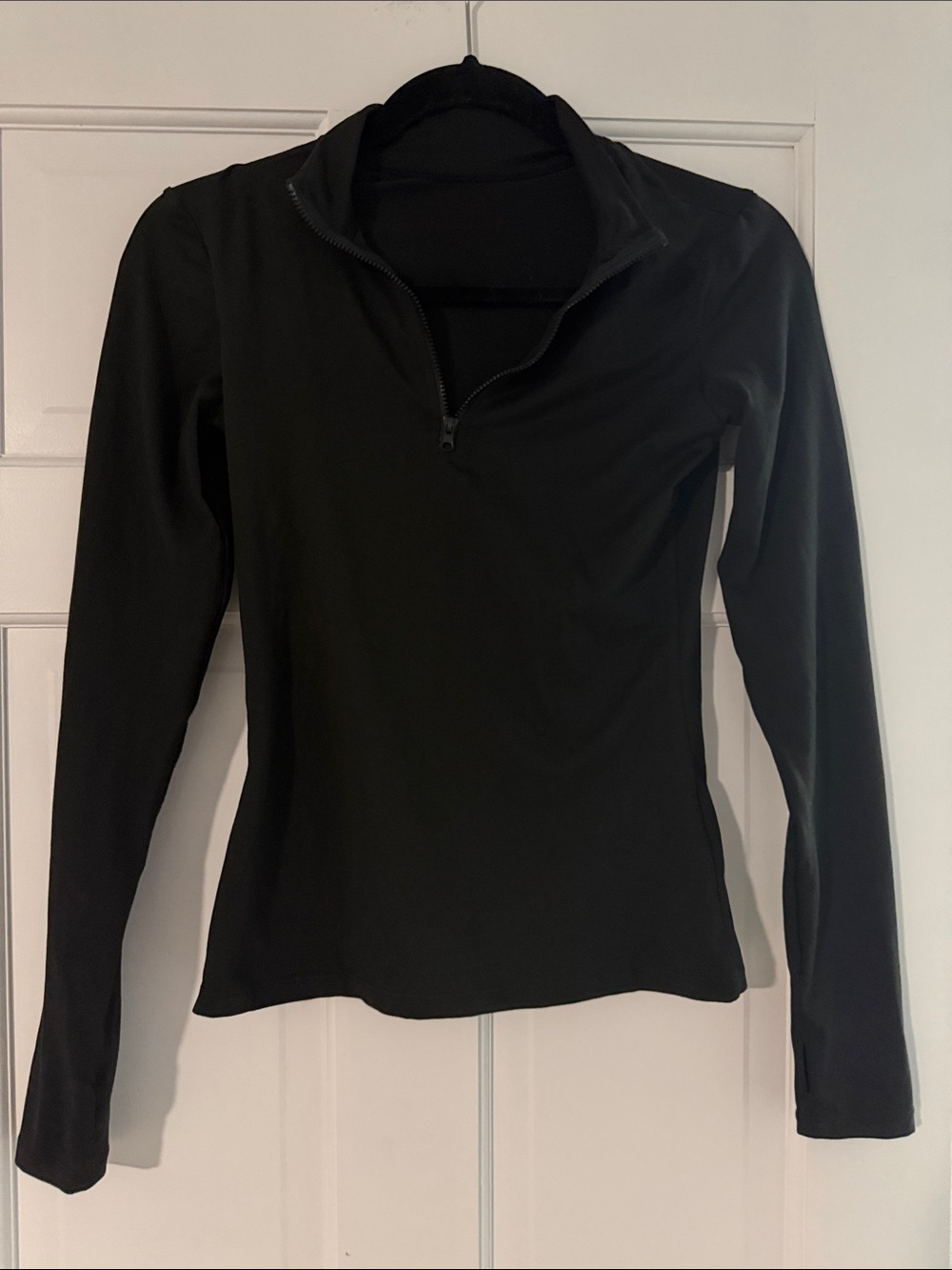 SHEIN Black Long Sleeve Quarter-Zip Top
